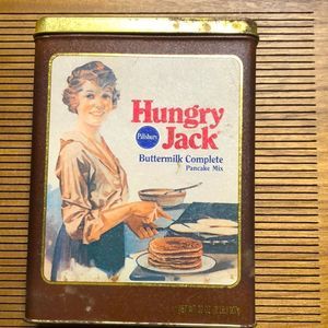 VTG PILLSBURY HUNGRY JACK BUTTERMILK PANCAKE MIX TIN